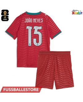 Günstige Portugal Joao Neves #15 Heimtrikotsatz Kinder WM 2026 Kurzarm (+ Kurze Hosen)